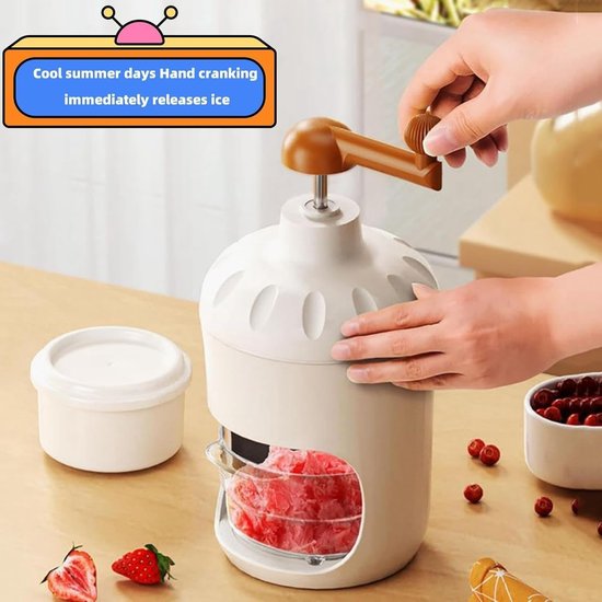 Handbediende ijscrushermachine, draagbare handmatige ijsschaaf met roestvrijstalen mes en schaal for thuiscommerciële cocktails en smoothies — afbeelding 2