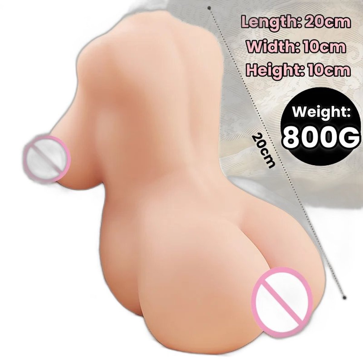 Currero Pocket Pussy met Billen - Masturbator voor Man - Realistisch Torso - Kunstvagina - Billenpop - Sextoy voor Mannen - Discreet Verpakt