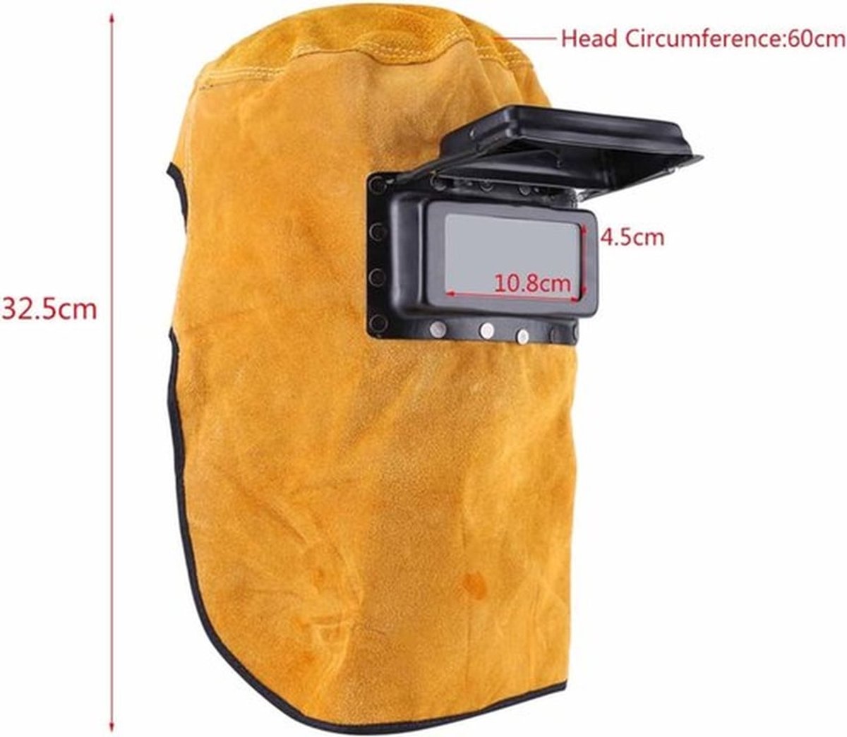 Lederen laskap masker met openklapbare lens | Hittebestendig | Ademend | Laswerkkap voor metaalbewerking snijden | Zaklamp | Beschermingsmasker