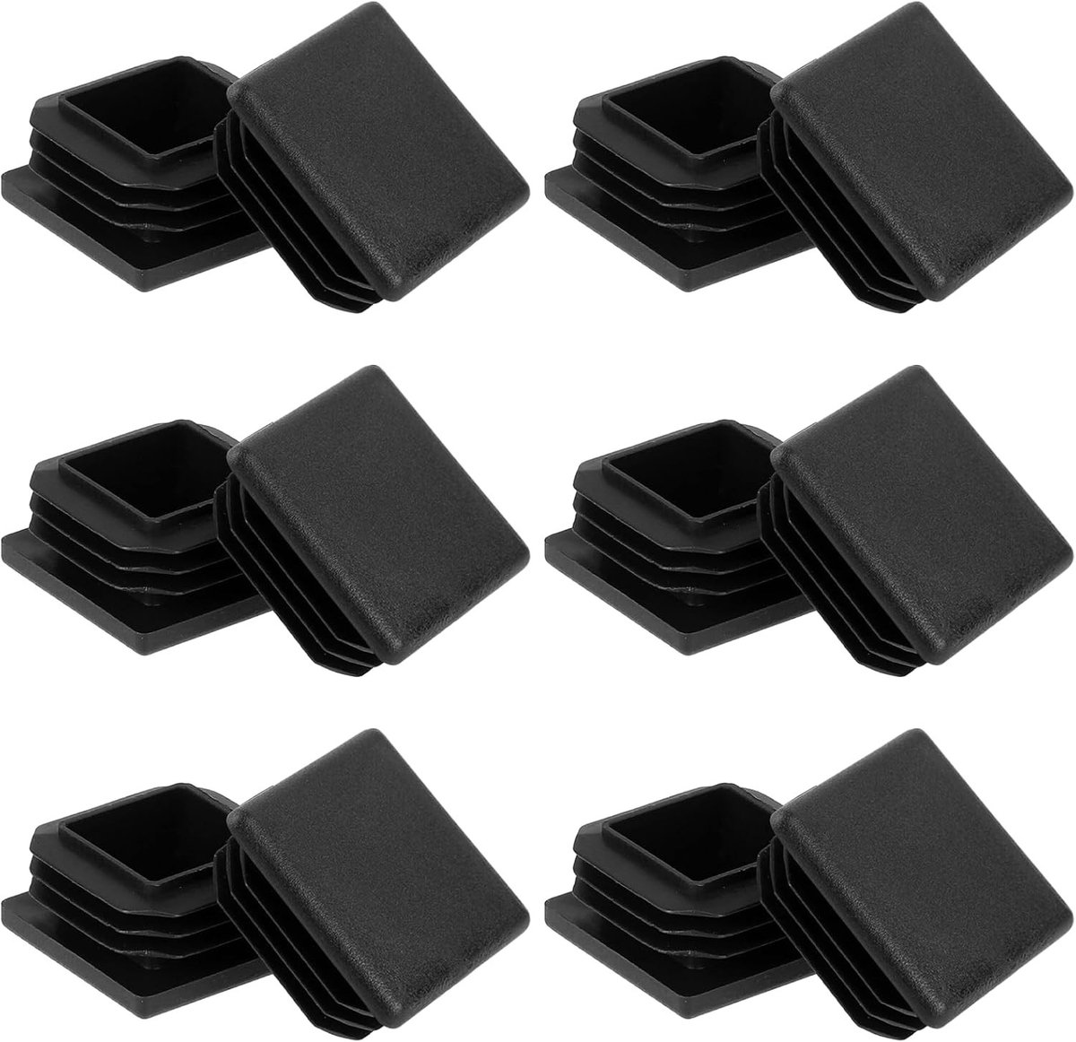 12 Stuks Zwarte Plastic Vierkante Eindstoppen 30 x 30mm voor Meubels, Stoelen en Planken