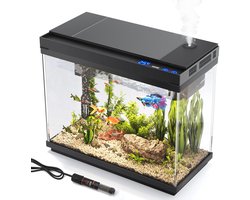Nano Aquarium 9 Liter – Compleet met 3-in-1 Pomp, 50W Verwarming, 7-Kleuren LED en Temperatuurdisplay
