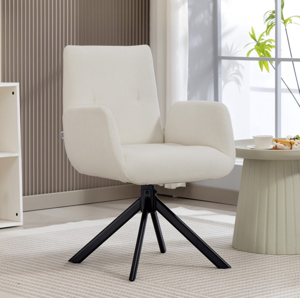 MODFU-Fauteuil-Draaibaar-Knophefting-Crèmewit-120 Kg