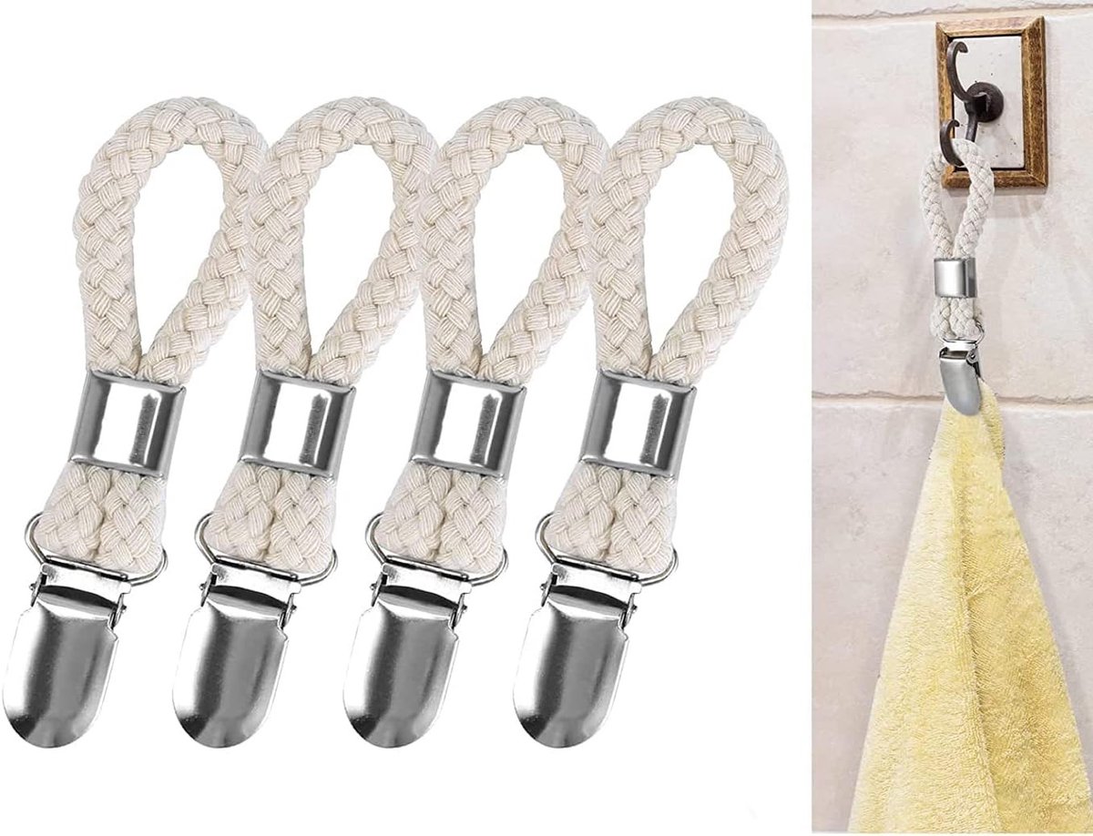 Set van 4 Handdoek Klemmen voor Keuken en Badkamer - Ideaal voor Handdoeken, Theedoeken en Keukenaccessoires
