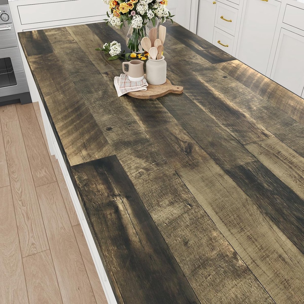 Vintage Houten Paneel Behang Bruin - Wasbaar Vinyl voor Keuken, Meubels en Kasten - Zelfklevend Contactpapier 40 x 200cm