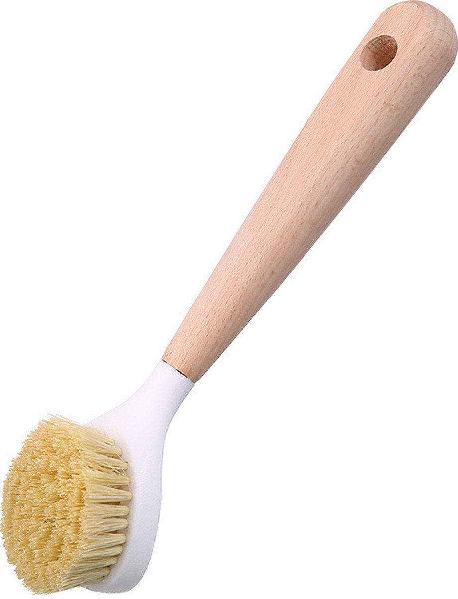 Natuurlijke Sisal Afwasborstel met Houten Handvat – Milieuvriendelijke Pan- en Afwasborstel – Lange Steel Schoonmaakborstel voor Keuken – Duurzaam & Krasvrij
