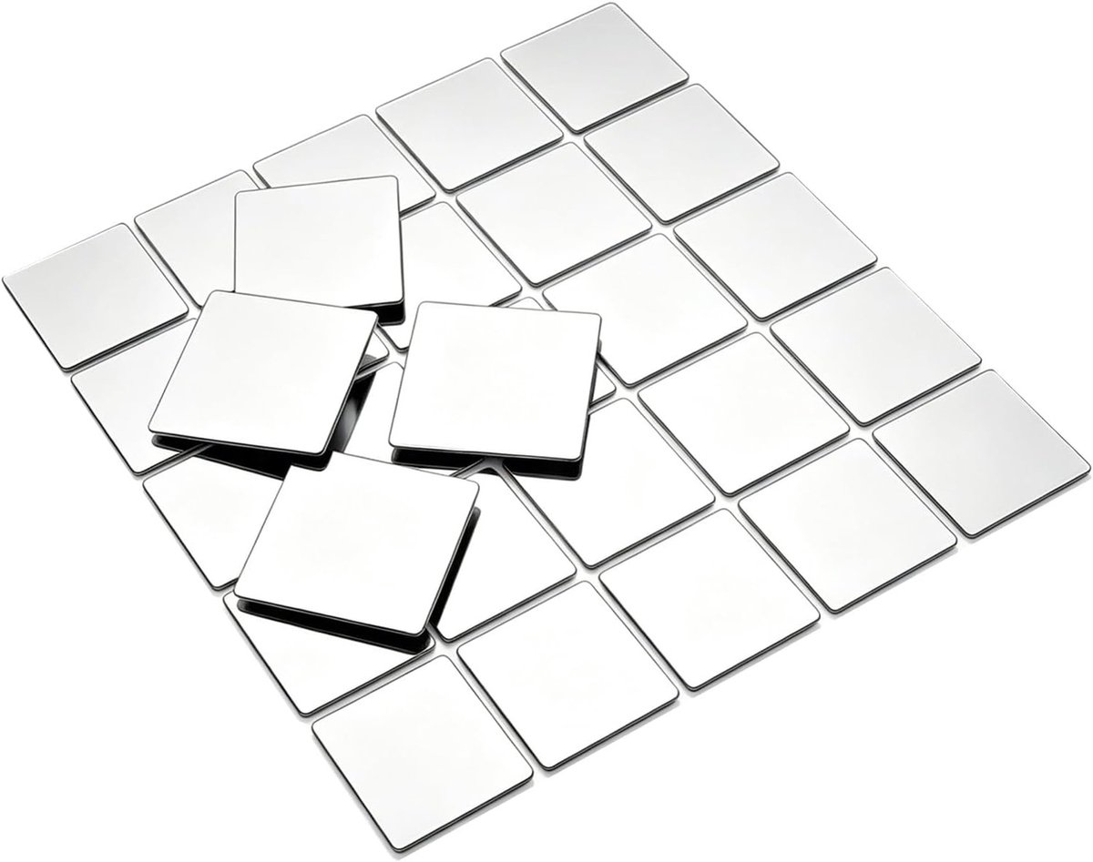 Decoratieve Wandspiegels, Set van 36 Zelfklevende Acryl Spiegeltjes, 5 x 5 cm, Breukvast en Waterdicht, Flexibele Spiegels voor Thuisdecoratie en Interieurstyling