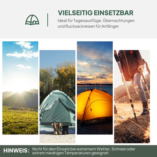 Outsunny-Campingzelt-Polyester, Kunststoff-206L x 185B x 120H cm-Dunkelgrün van Merkloos — afbeelding 3