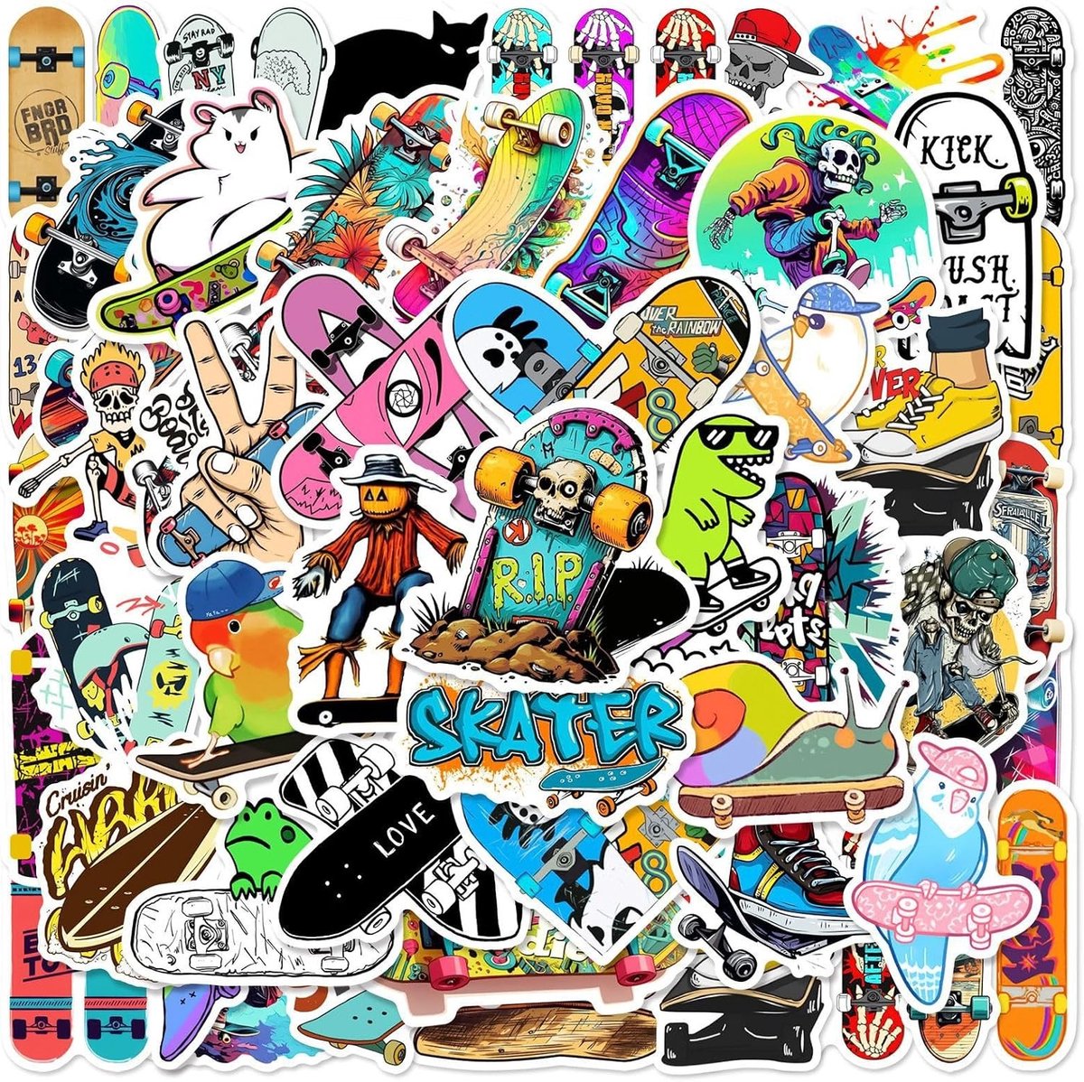 50 Stuks Waterdichte Graffiti Stickers voor Skateboards, Fietsen, Koffers en Laptops - Perfect voor Kinderen en Tieners