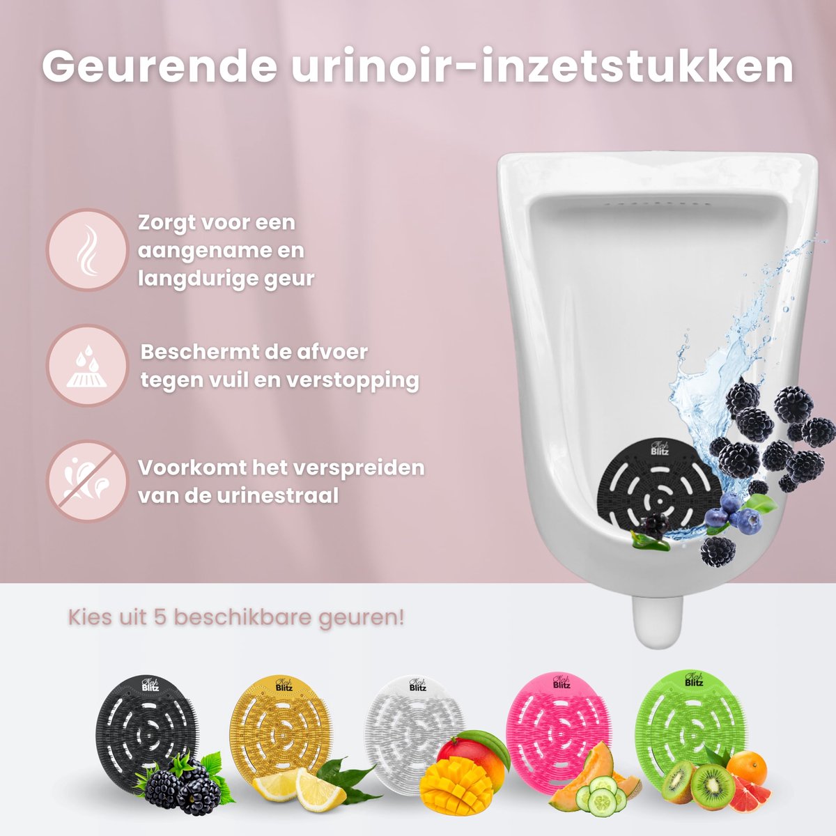 Fresh Blitz - Urinoir Inzetstuk met Geur DISC 2.0, Pissoir-Inzetstuk, 30 Dagen Frisheidseffect, Geurbescherming voor - ShopVlot