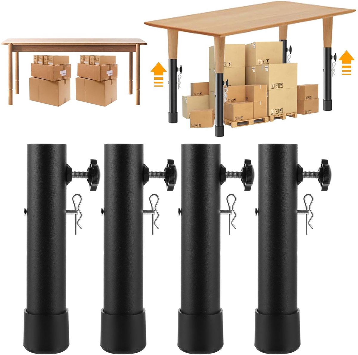 4 Stuks Tafelpootverlengers - Metalen Meubelverhoger - Bureaupootverlengingen - 2 Verstelbare Hoogte