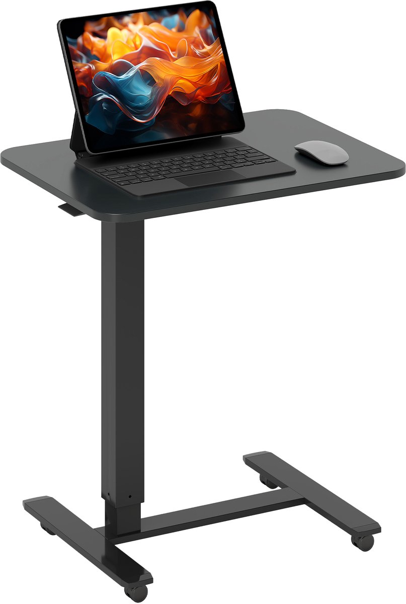 HOMCOM Sta-bureau Spaanplaat, Staal 65L x 48B x 73-110H cm Zwart