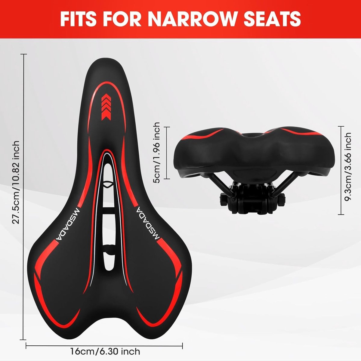 Comfortabel gel fietszadel voor mannen en vrouwen, waterdicht en zacht, ideaal voor BMX, racefietsen en mountainbikes