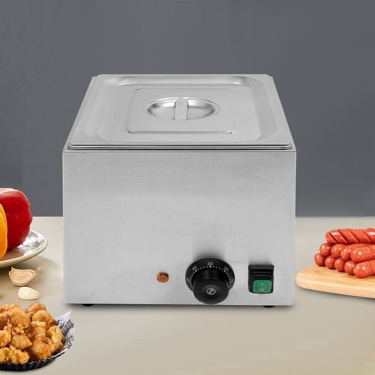 Elektrische Worstverwarmer 10L - 1300W Vermogen - RVS Materiaal - Zilver Kleur - Voor Horeca En Buffet