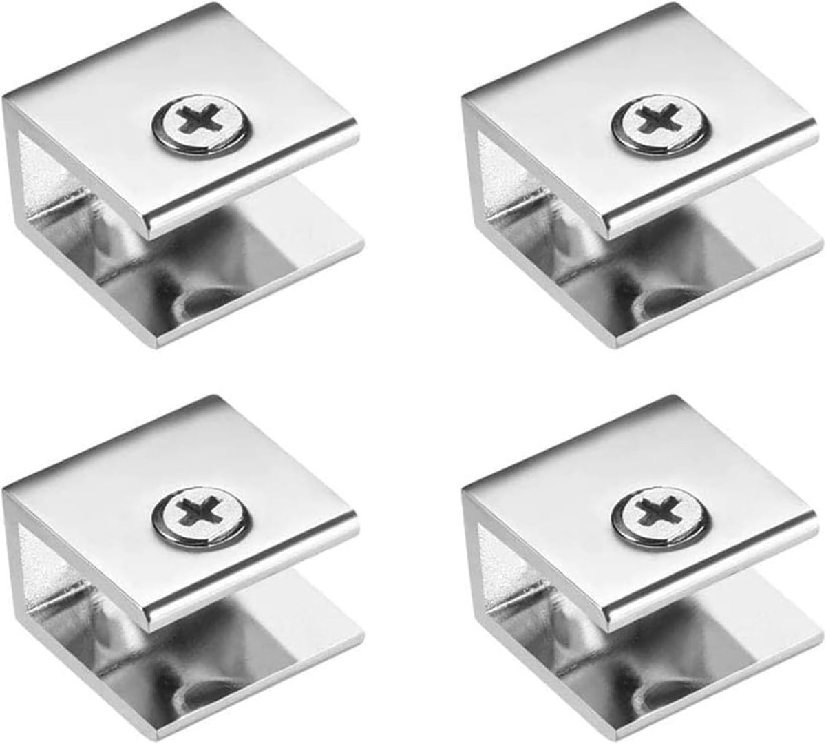Set van 4 Wandmontage Glazen Klemmen voor Planken - Ondersteuning voor Badkamer en Balkon, Geschikt voor 8-10mm Dikte, Ideaal voor Raam en Trapleuningen