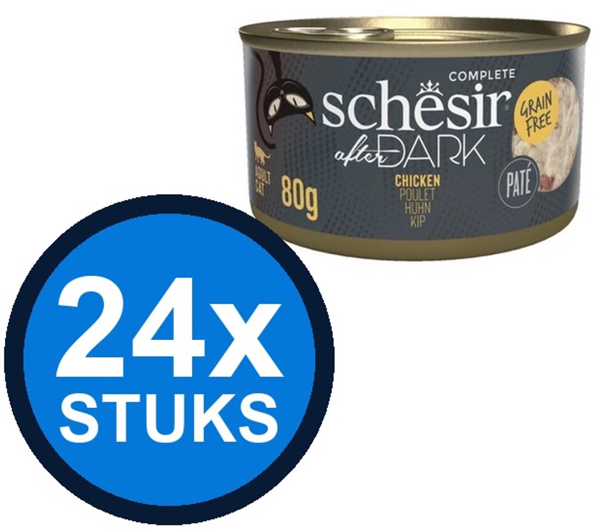 24x Schesir After Dark - Kip Paté - Kattenvoer Natvoer - 80g