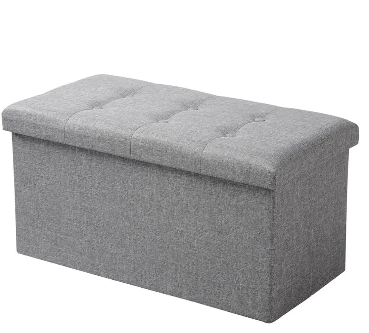 Klarven® Opbergkist Lichtgrijs linnen - Fluwelen Opbergkist met Zitbank - Opvouwbaar, 80 Liter Opslag, Draagvermogen tot 150 kg - B 76 x D 38 x H 38 cm