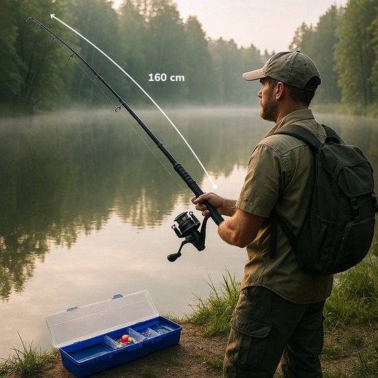 Fish Active Viskoffer - Vishengel met Molen, Aas, Dobbers, Vislood, Spinner en Vishaken - Telescopisch van Merkloos — afbeelding 5