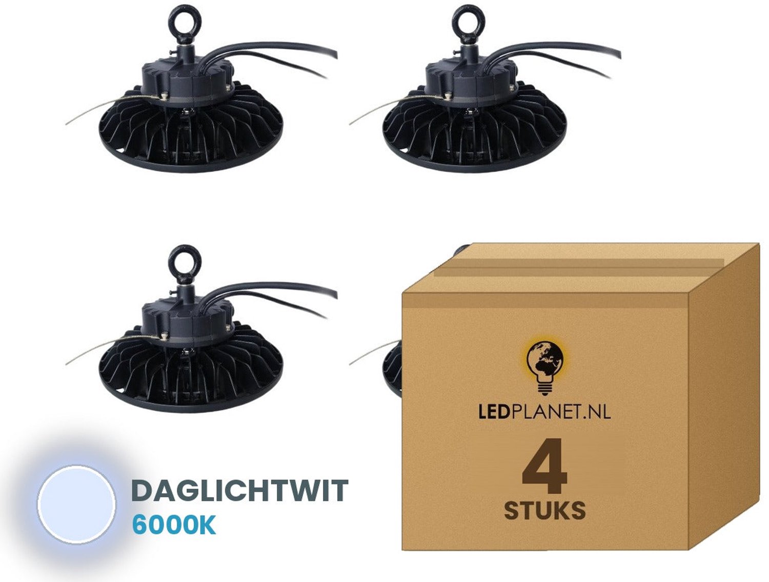 Tsong UFO Lamp - LED High Bay 200W - 30.000 lm - Daglichtwit 6000K - 4 stuks - DALI Dimbaar - IP65 - Hal, Werkplaats- & Garageverlichting - 5 jaar garantie