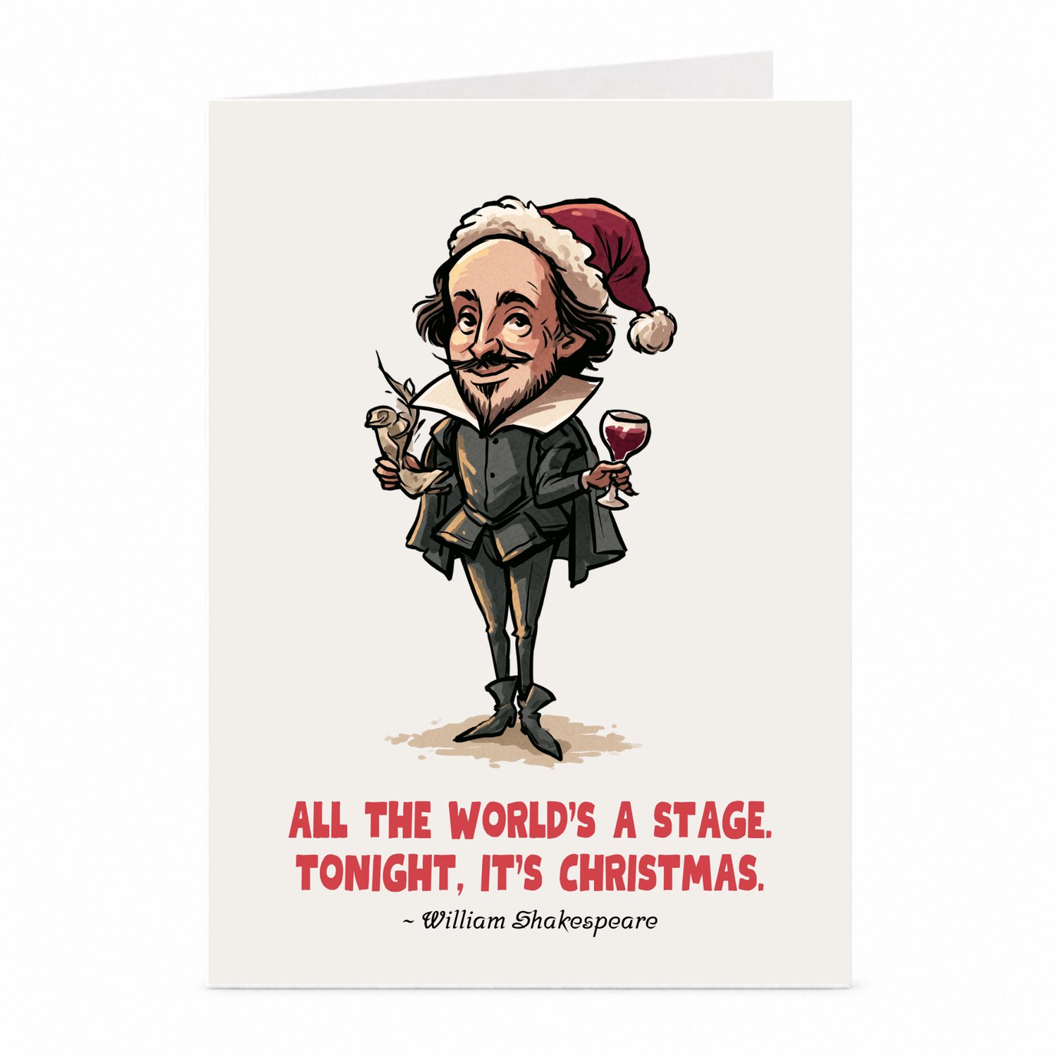 JustTheCardGuy Shakespeare kerstkaart - Voor boekenliefhebber - A6