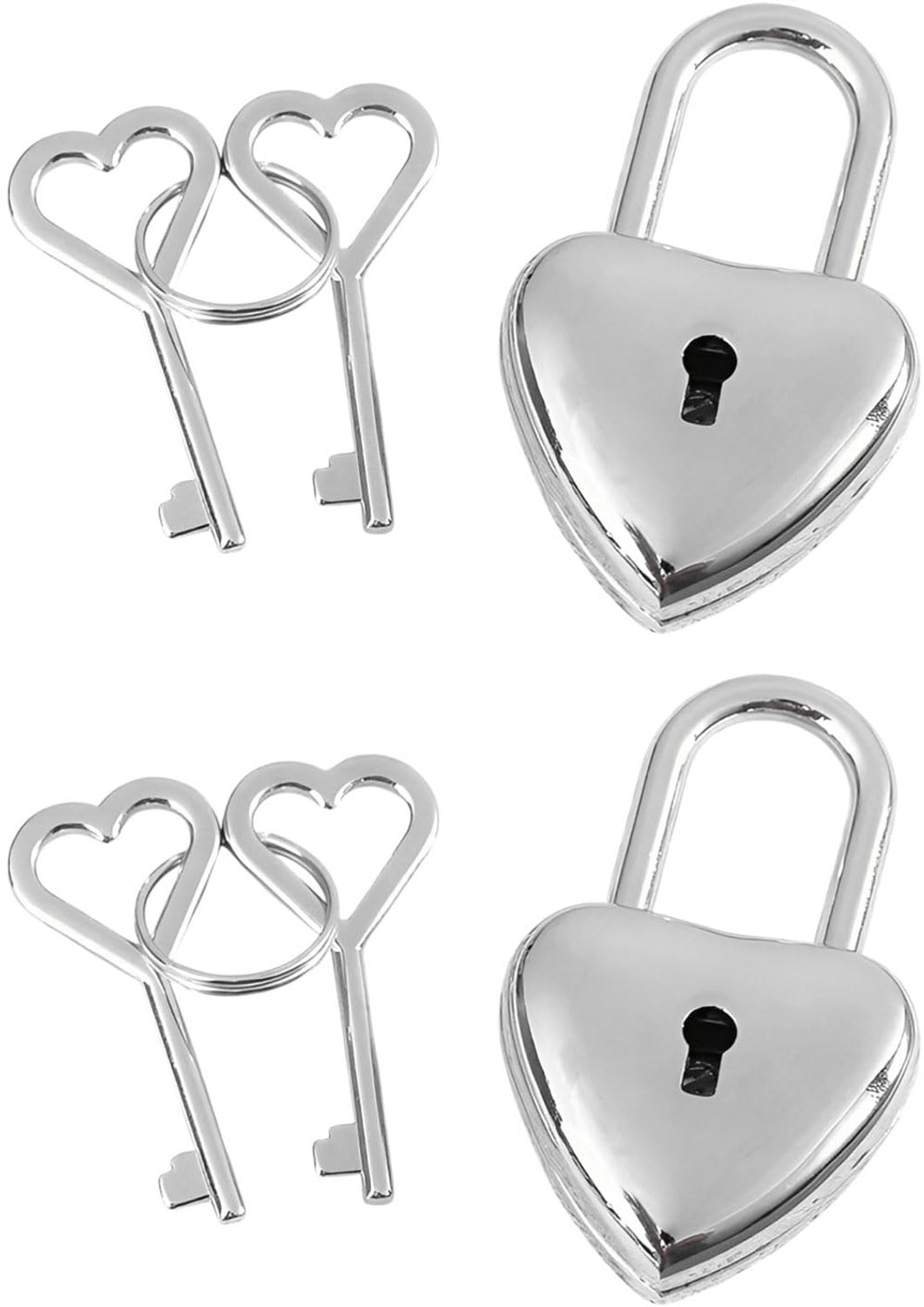 Set van 2 Mini Hartvormige Hangsloten met Sleutel
