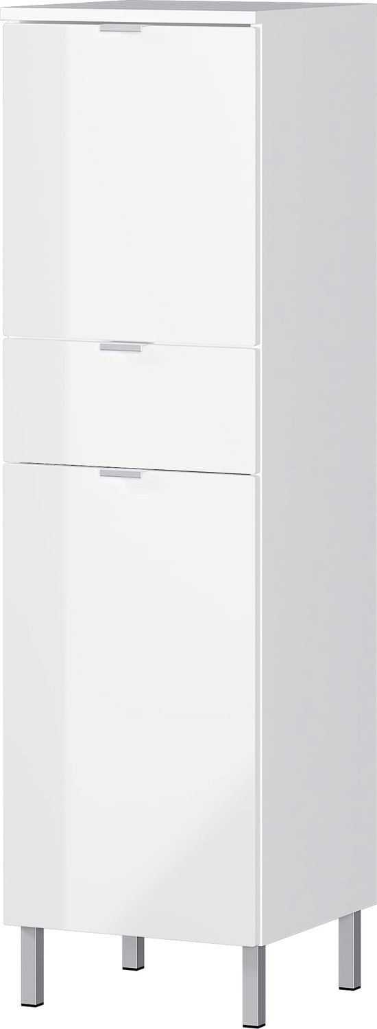 Wit Kast met Glanzende Fronten en 2 Lades