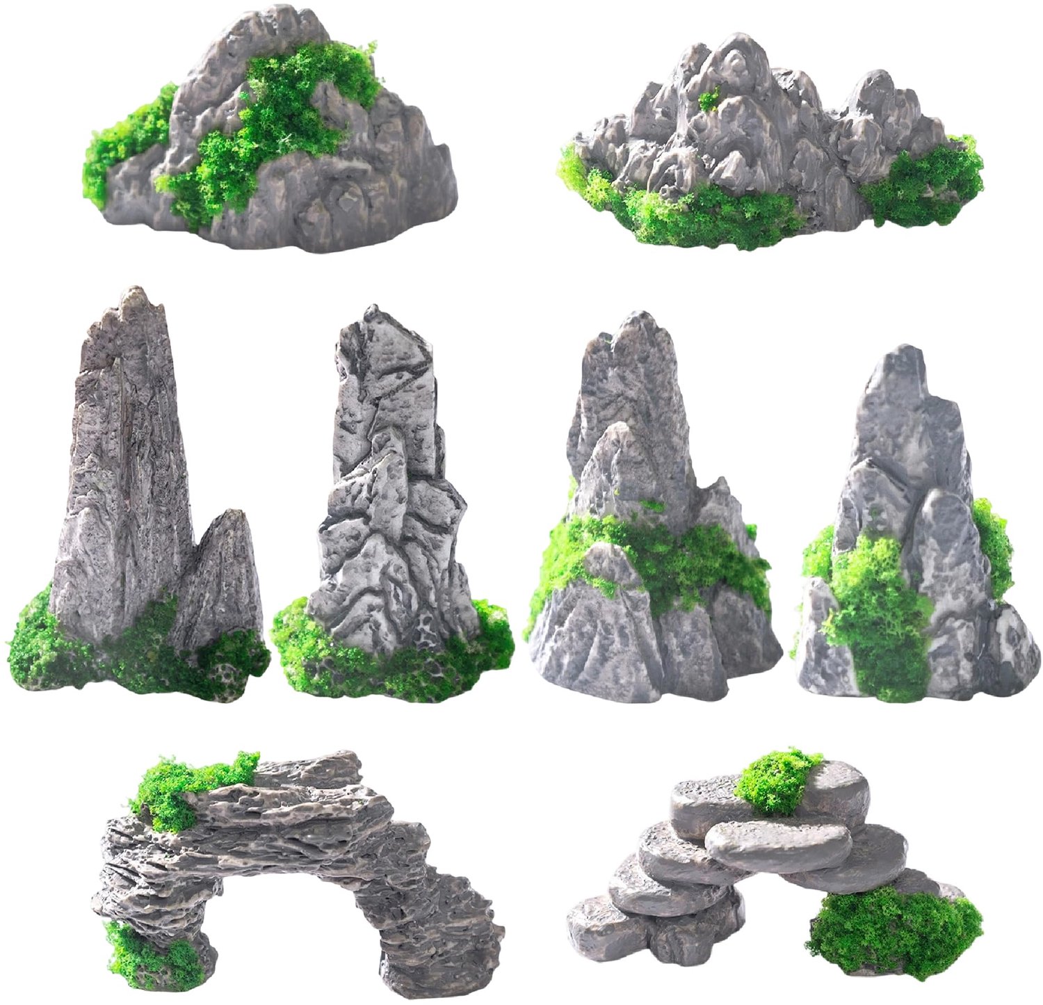8 Stuks Miniatuur Bergen Decoratie voor Zen Tuin en Micro Landschap