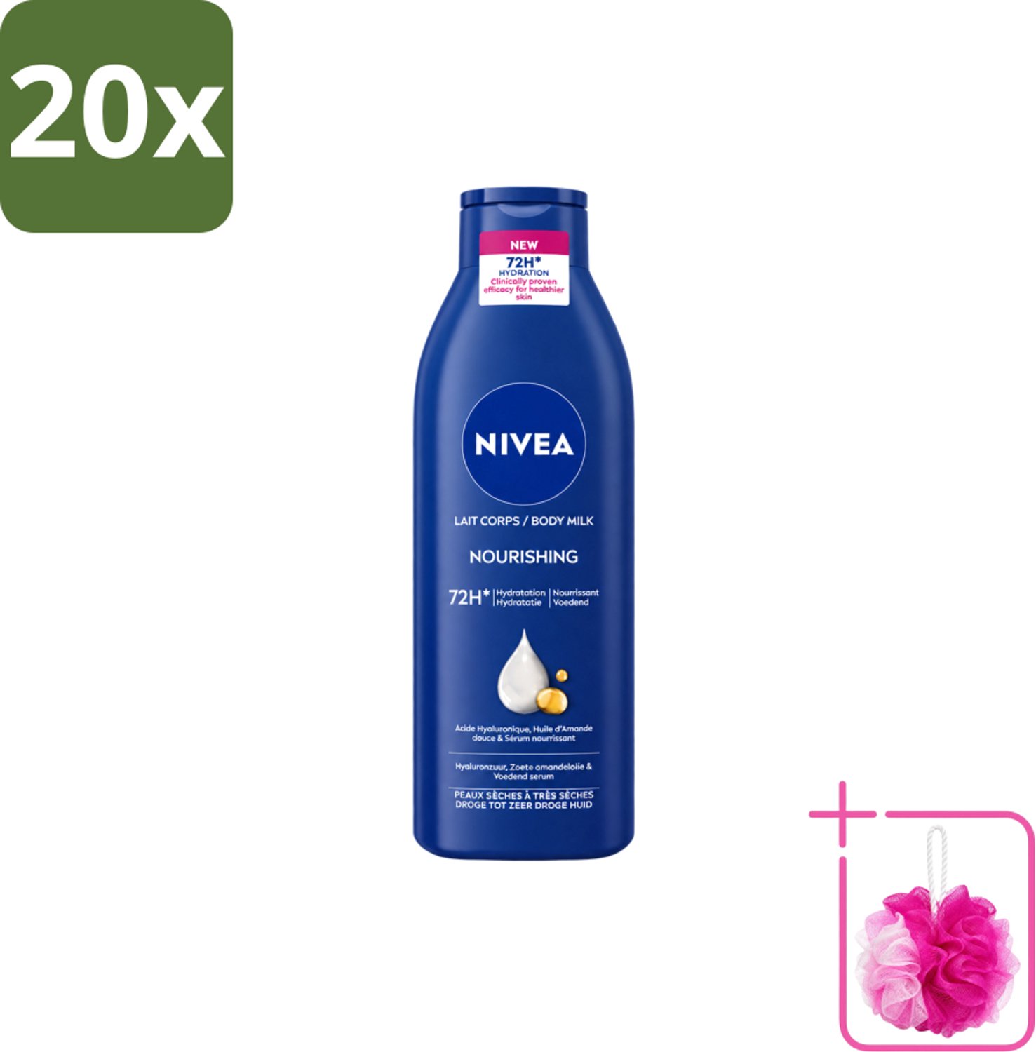 20 x Nivea – Bodymilk – Original – 500 ml - Bulkverpakking - Bodymilk - Douchemop - Huidverzorging
