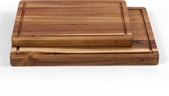 SOPHIOR Houten Snijplankenset Acacia - 35x25 en 42x30 cm - Met Sapgeul en Handvaten — cadeau in Kookcadeaus - foto 7