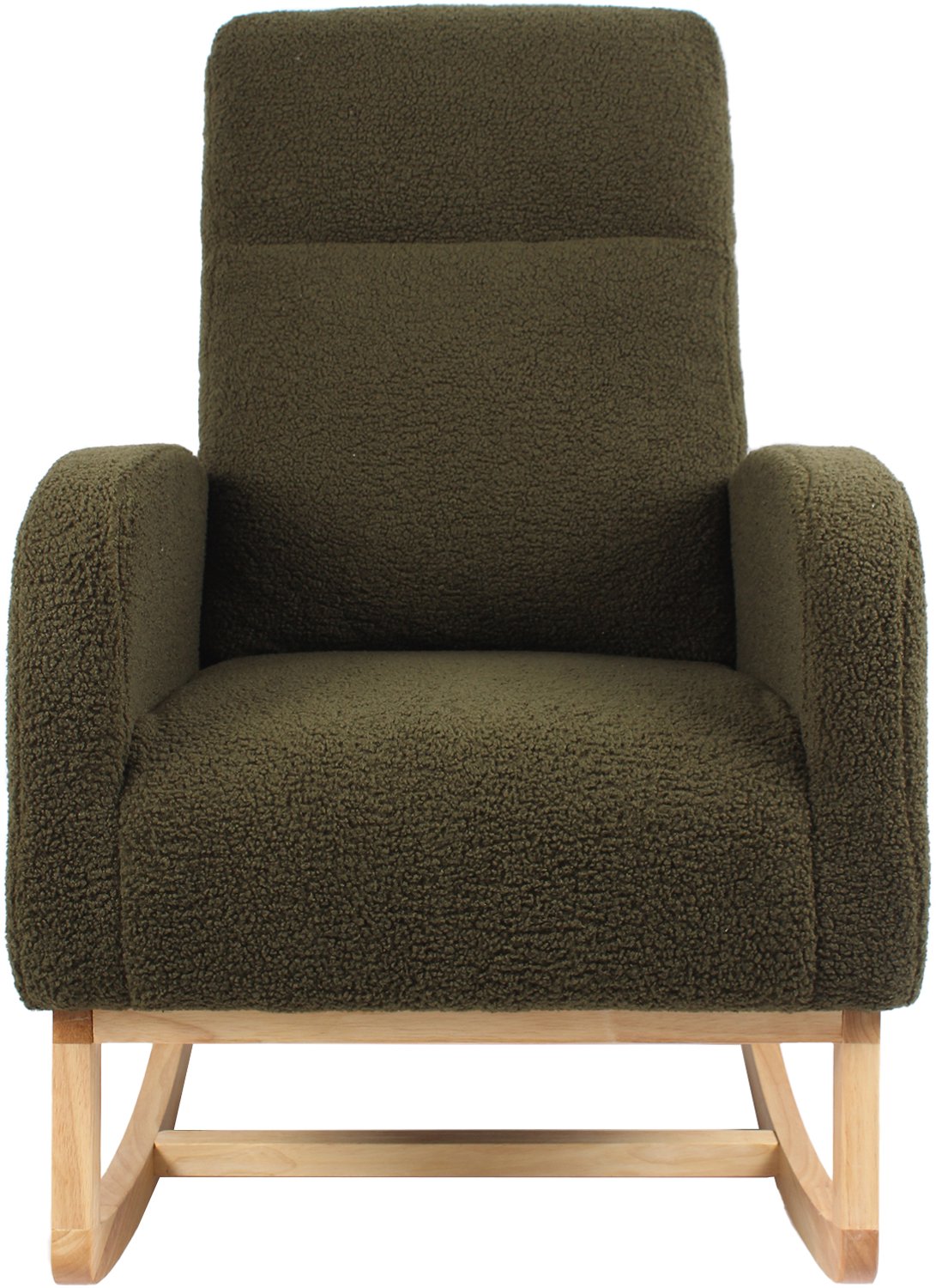 REDOM Schommelstoel 63x75x104 cm - Hoge rugleuning, teddystof en zijvak - Groen