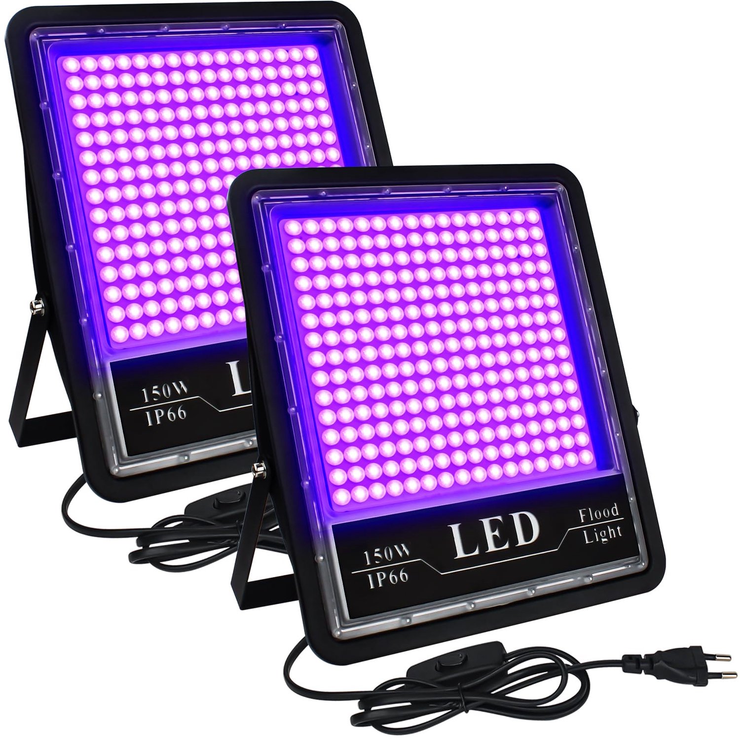 Set van 2 UV Blacklight LED Spots 150W - Waterdicht 395-405nm voor Feesten en Decoratie