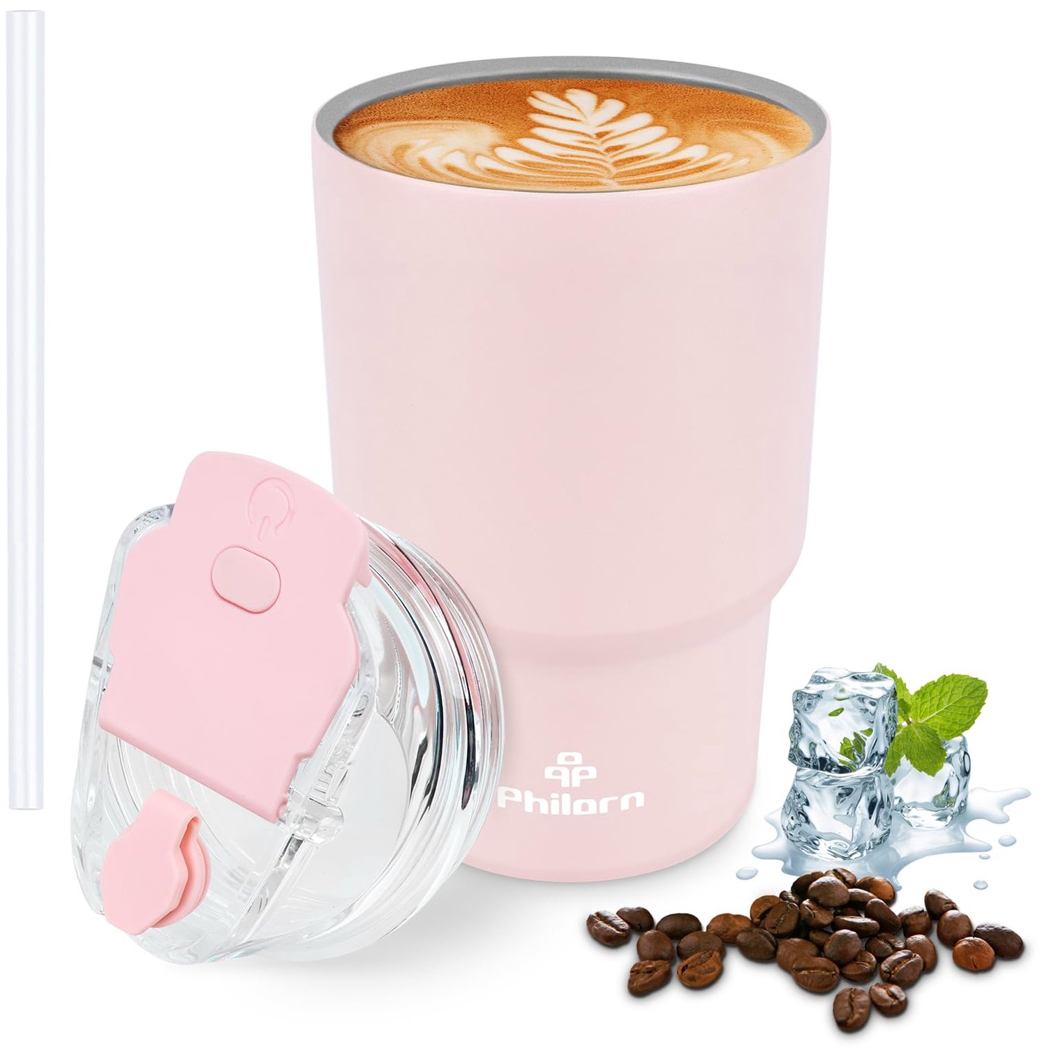 400ml Reusable Koffiebeker met Deksel en Rietje