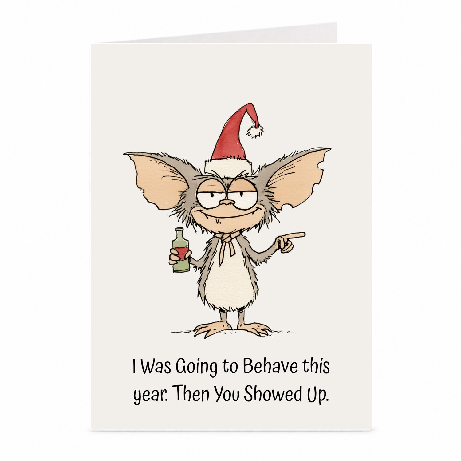 JustTheCardGuy Grappige kerstkaart - Kerstmonster met drankje - A6