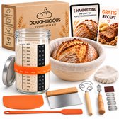 Zuurdesem Starter Set - Rijsmand - Zuurdesem Pot - Brood Bakken - Broodbak Set - Inclusief Rijsmandje - Spatel - Deegmesje - Deegschraper - Banneton - Weckpot -Fermentatieglas