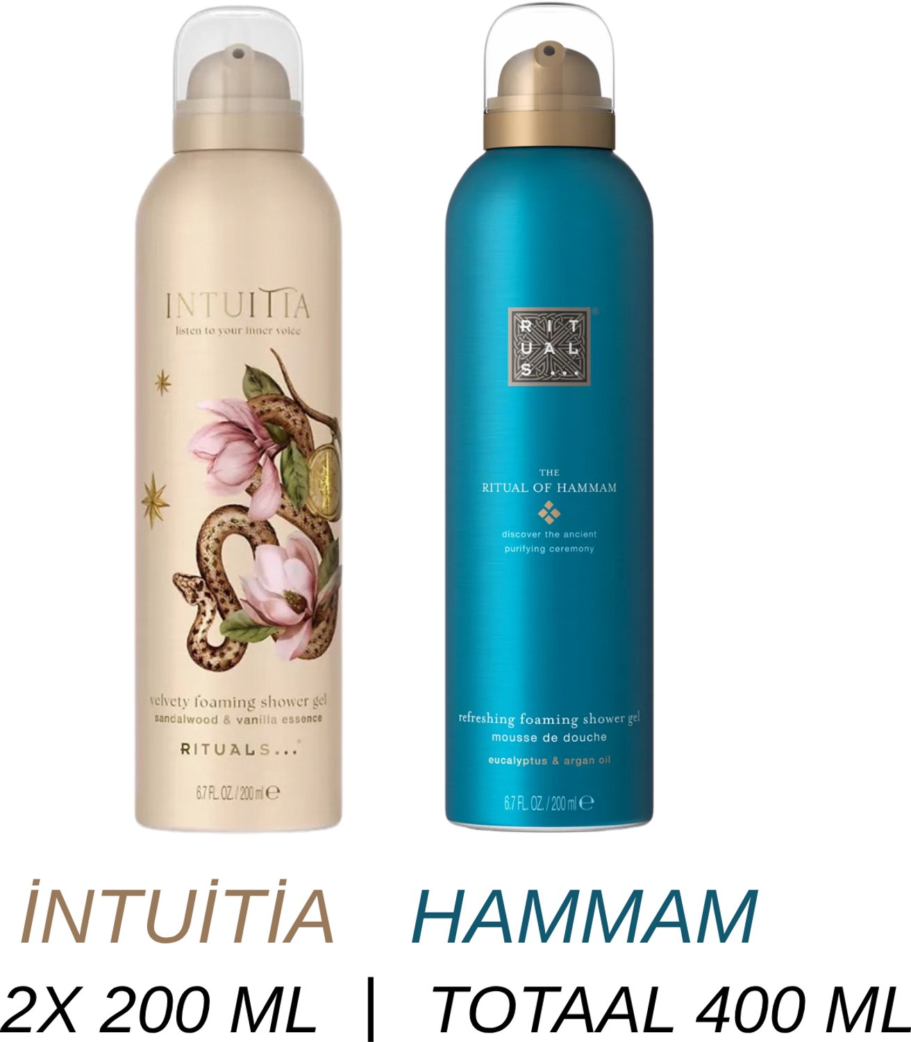 Rituals - Shower Gel Duo Set - Intuitia Shower Gel 200 ml + Hammam Shower Gel 200 ml - 2 x 200 ml = 400 ml - Douchegel - Doucheschuim