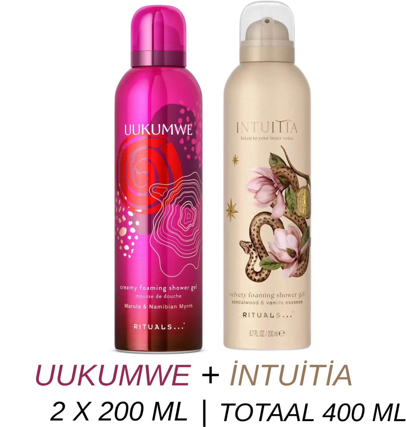 Rituals - Shower Gel Duo Set - Uukumwe Shower Gel 200 ml + Intuitia Shower Gel 200 ml - 2 x 200 ml = 400 ml - Douchegel - Doucheschuim