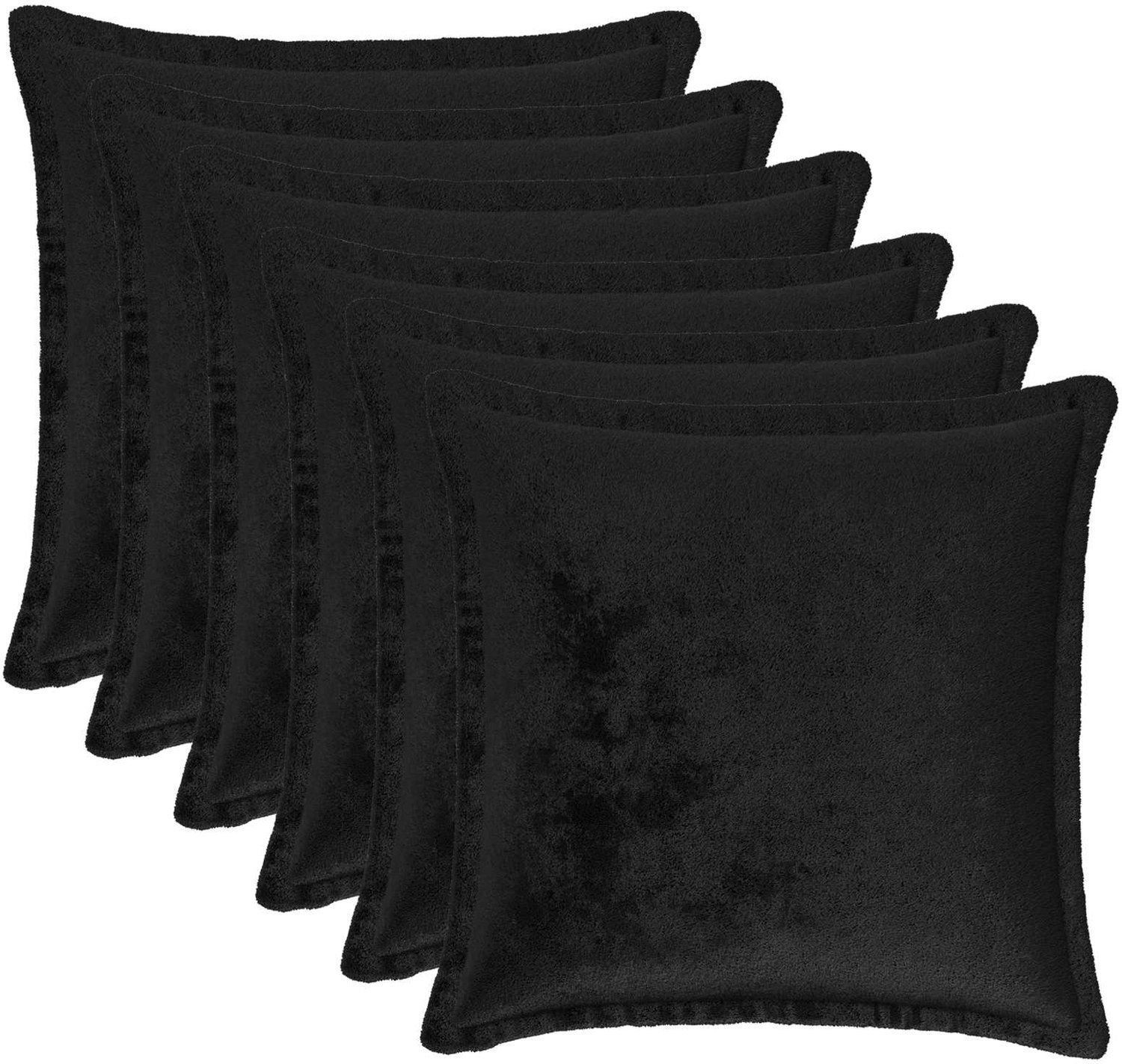 vidaXL Dekenkussen - 6 - st - HOUTEN - Zwart - 45 - x - 45 - cm - Flanel