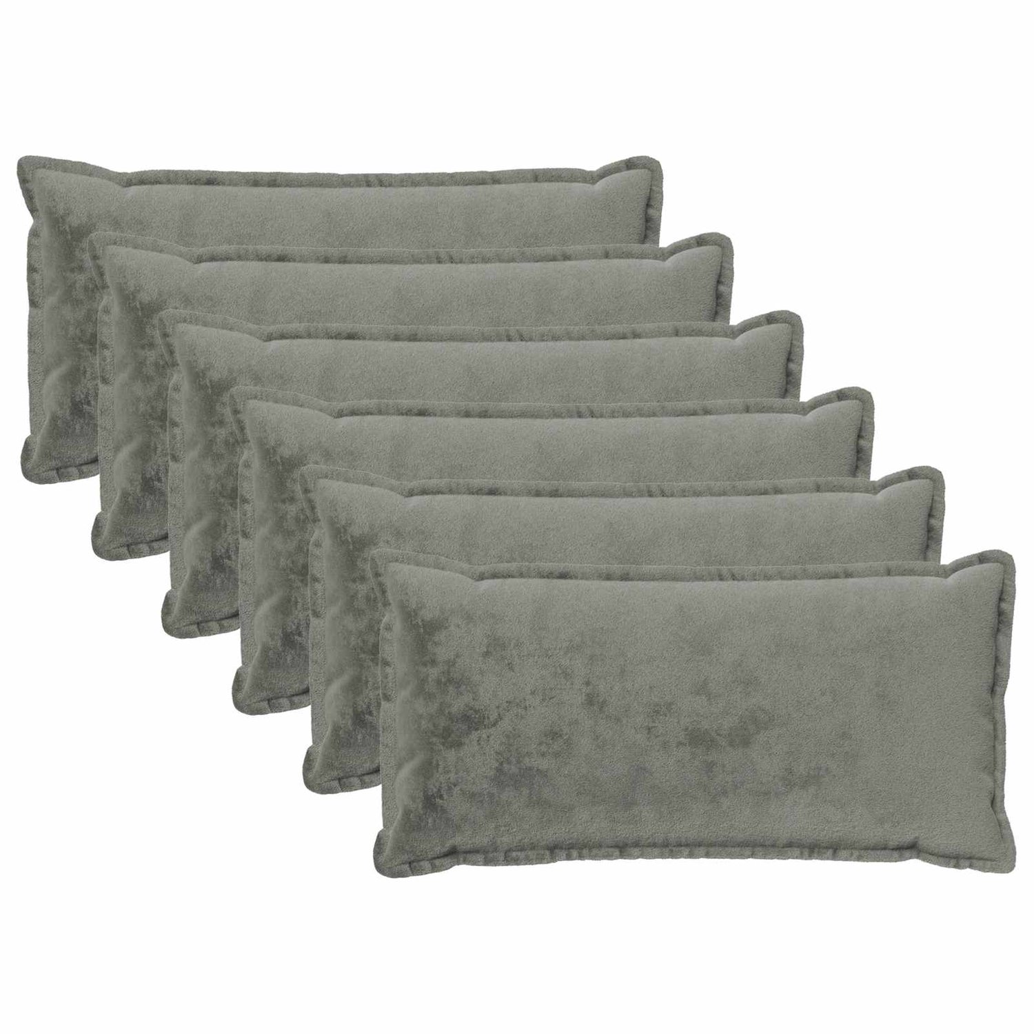 vidaXL Dekenkussen - 6 - st - HOUTEN - Donkergrijs - 40 - x - 80 - cm - Flanel