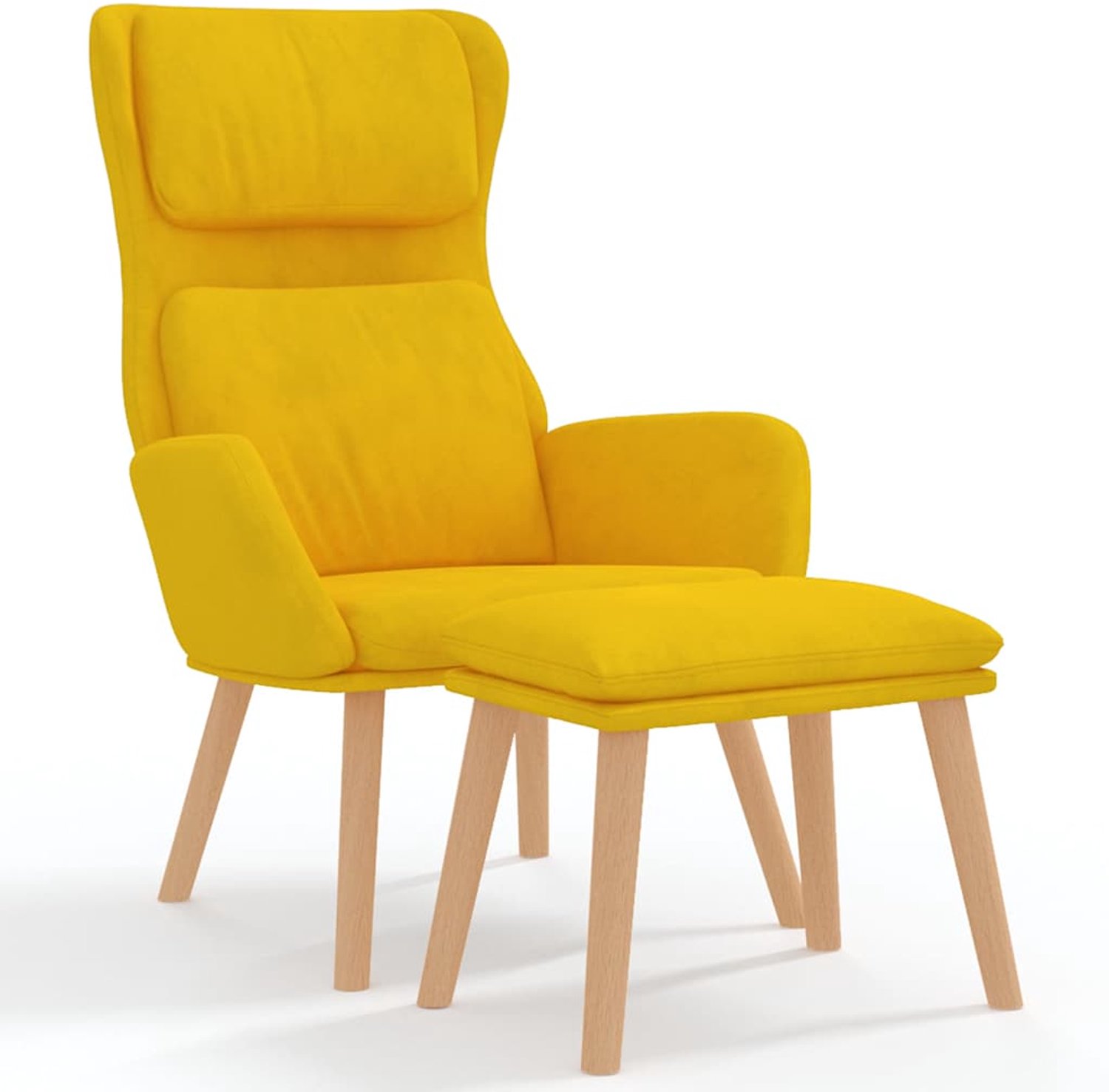 vidaXL Relaxstoel - met - voetenbank - fluweel - mosterdgeel
