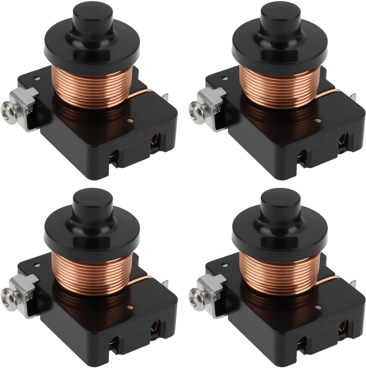 Start Relais 4-Pack - Geschikt voor 1/3HP Compressoren - Directe Vervanging - Zwarte Behuizing - Betrouwbare Geleidbaarheid - Compressor Relais