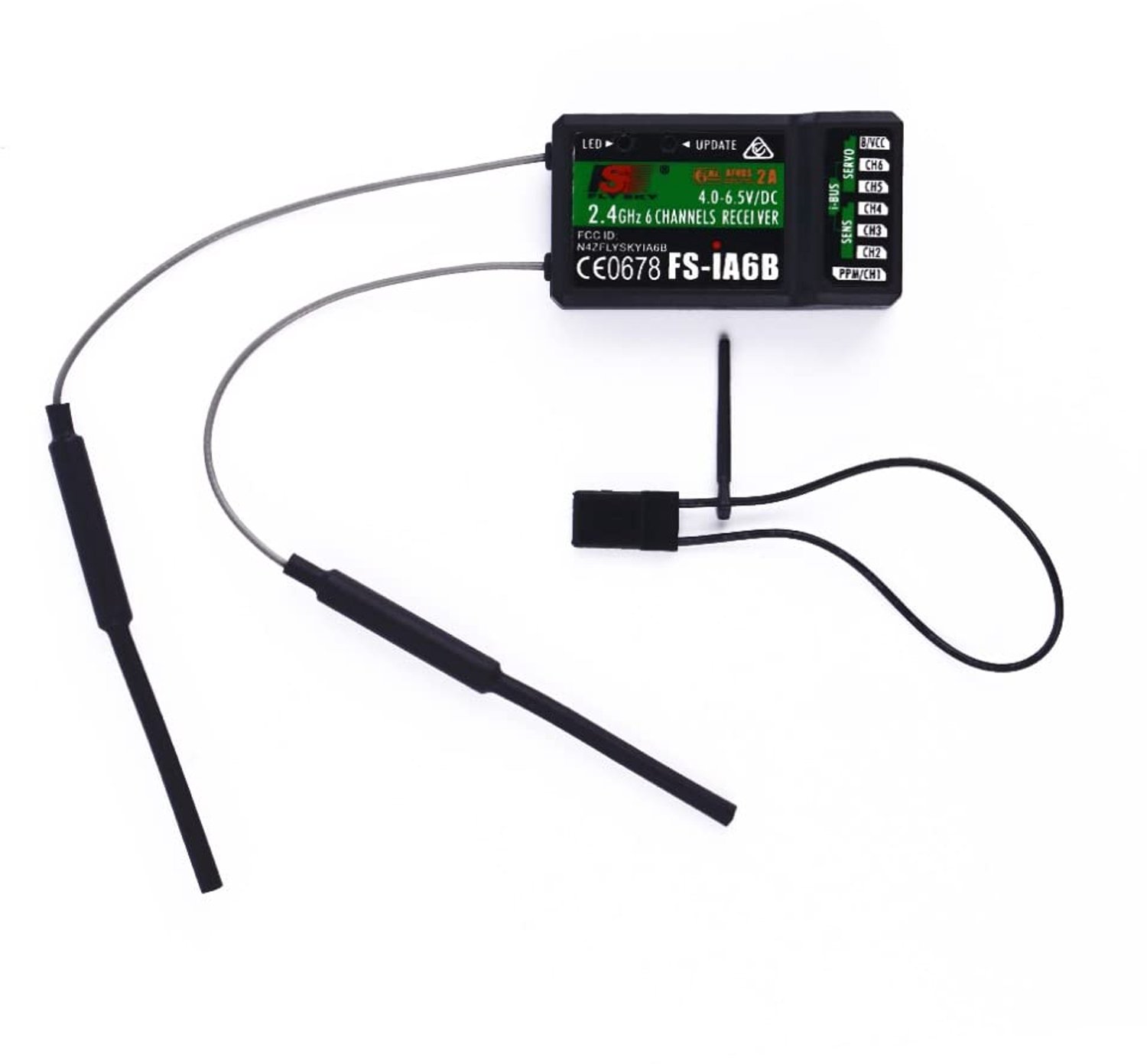 FS-iA6B Ontvanger 2.4G 6CH met Dubbele Antenne - Compatibel met Flysky Zenders