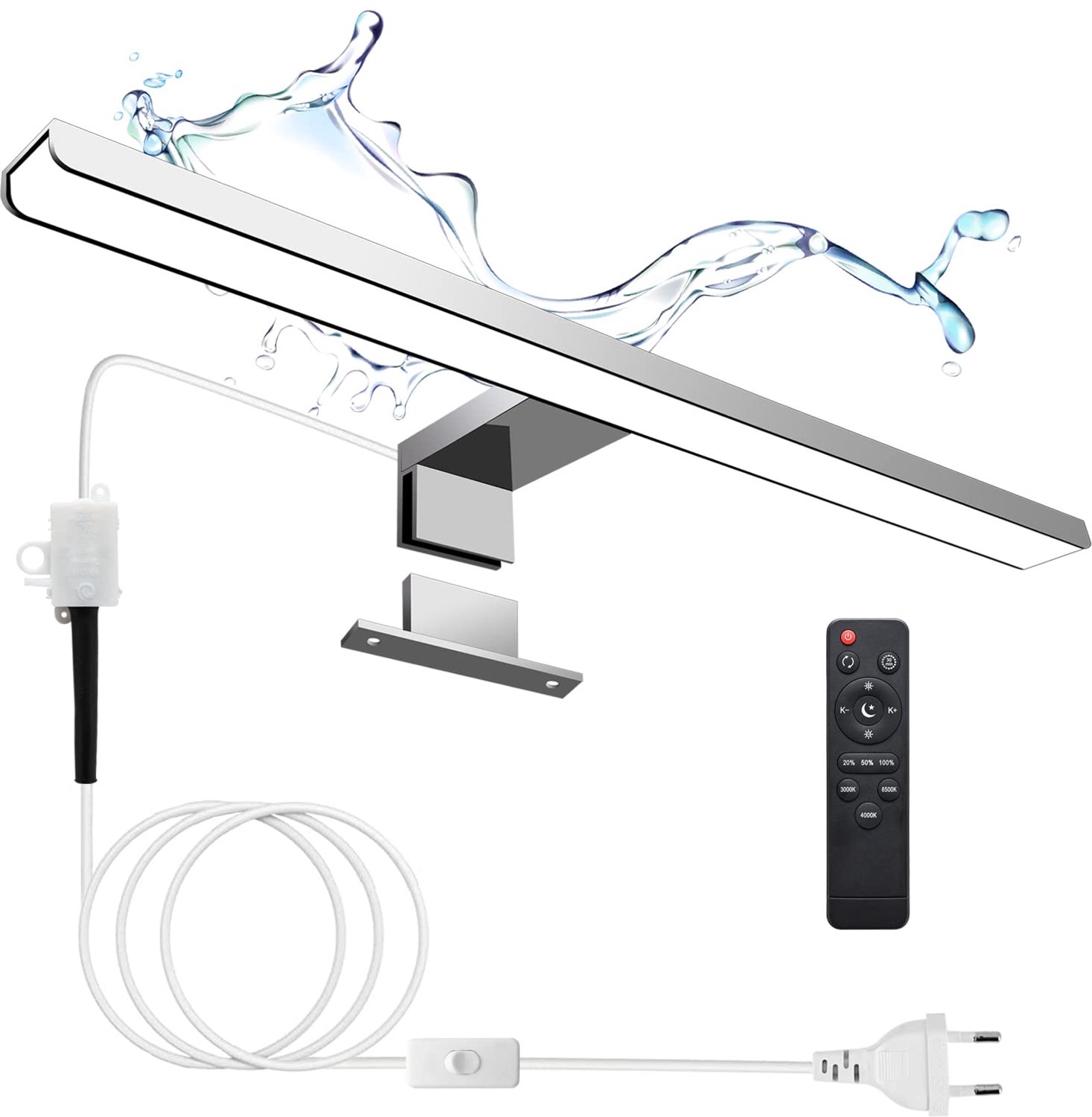 Badkamerspiegellamp Dimbaar 12 W - Spiegelverlichting - Badkamerlamp - Aluminium Behuizing - IP44 Waterdicht - Afstandsbediening - Badkamerverlichting