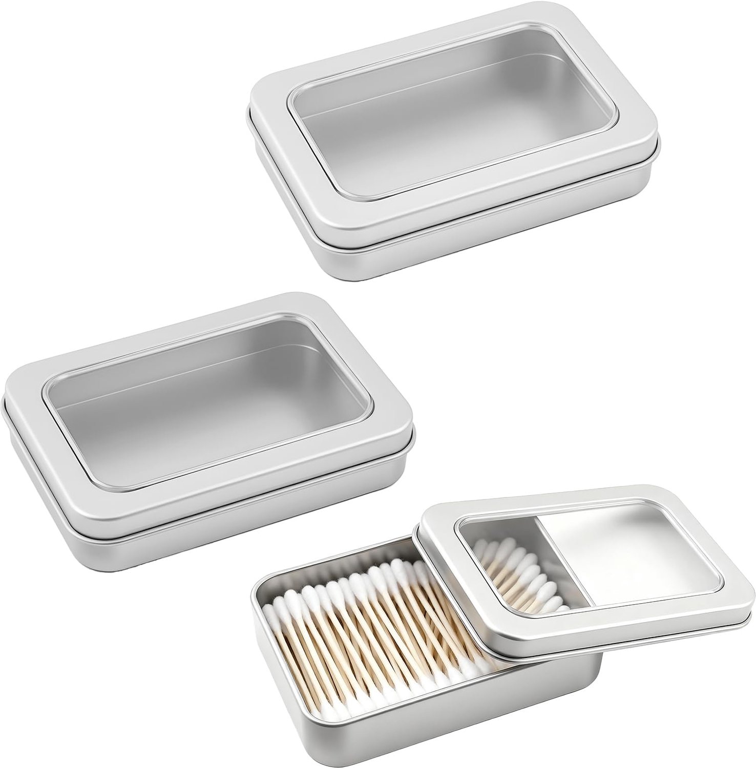 Set van 2 Draagbare Opbergdozen voor Wattenstaafjes