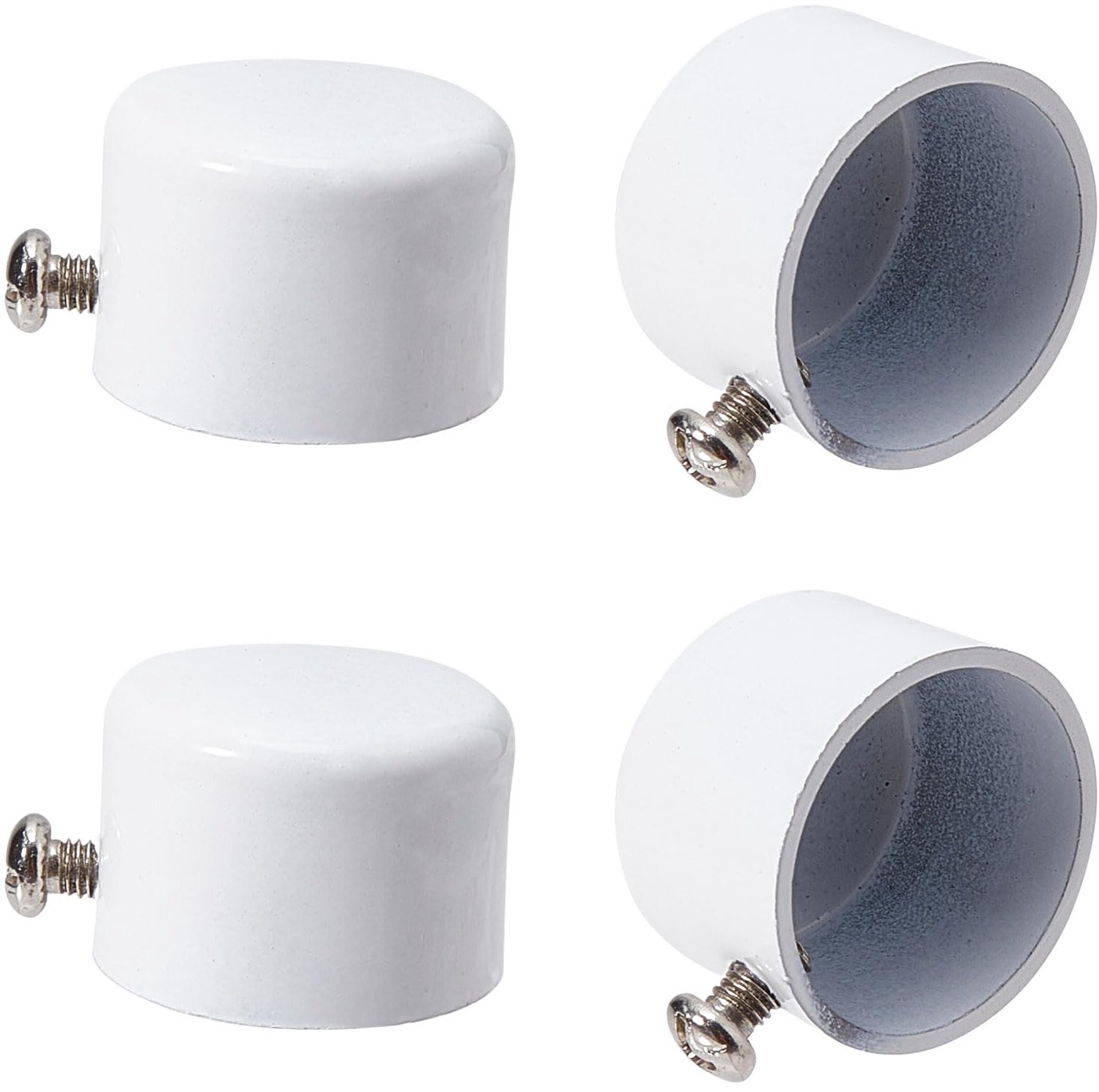 Gordijn Eindstukken Cilindrisch Ontwerp - 4 Stuks - Metalen Covers - 28 mm Binnendiameter - Wit - Voor Thuis/Kantoor - Gordijnroede Eindkappen