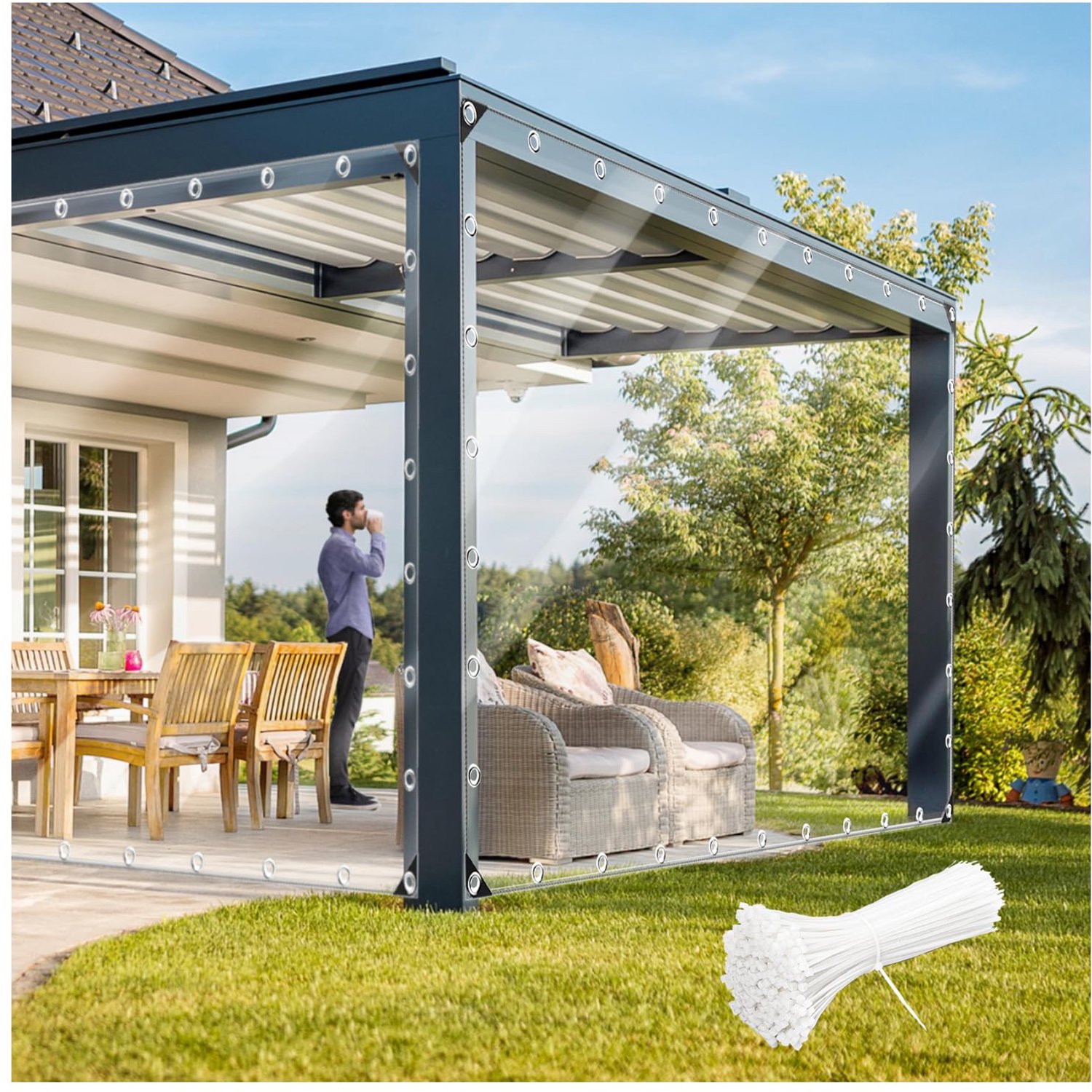 10 x 11,8 Meter Helder Waterdicht Zeildoek - PVC Scheurbestendige Hoes
