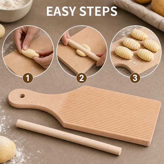Gnocchi Plank van Beukenhout voor Zelfgemaakte Pasta — afbeelding 5