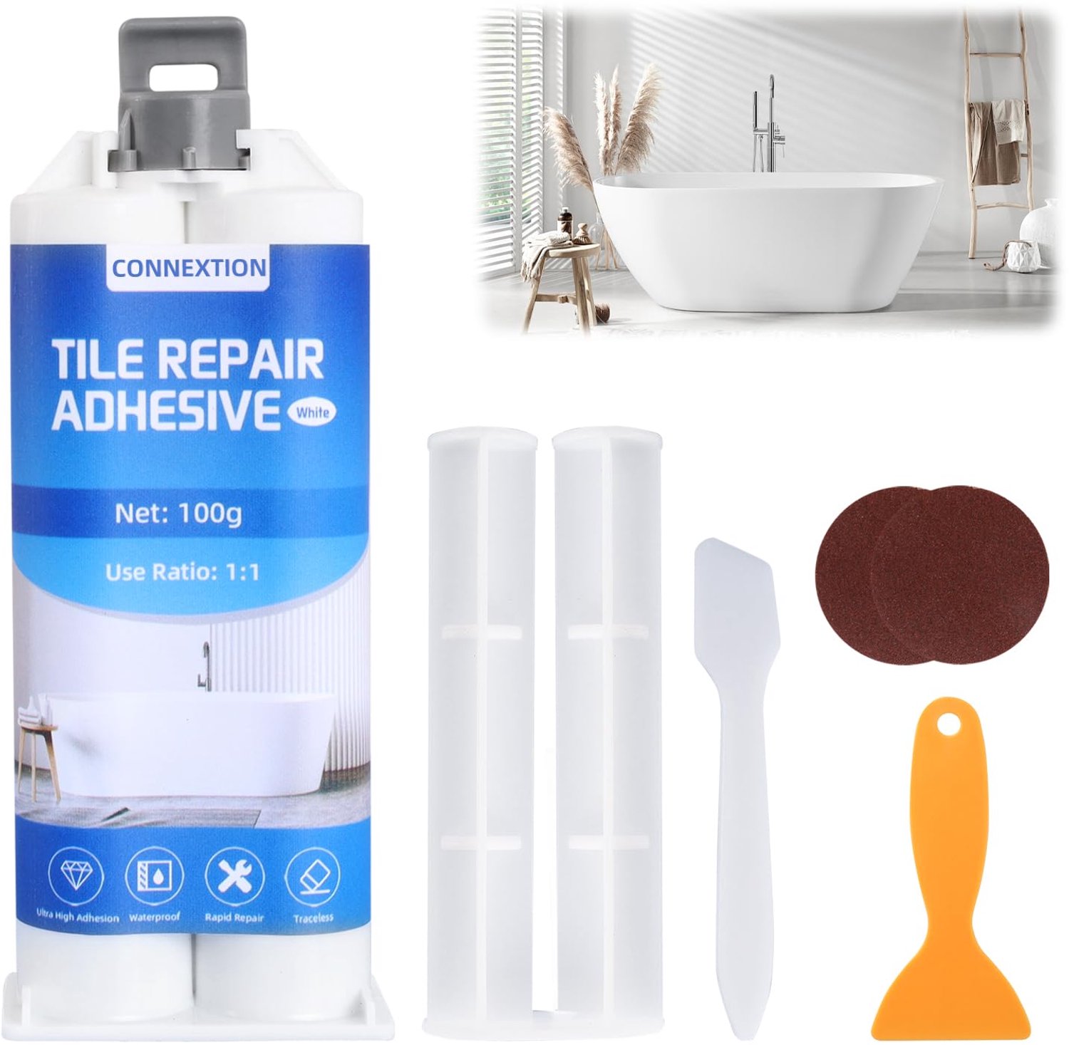 Wit Keramisch Reparatieset voor Badkuipen en Tegels