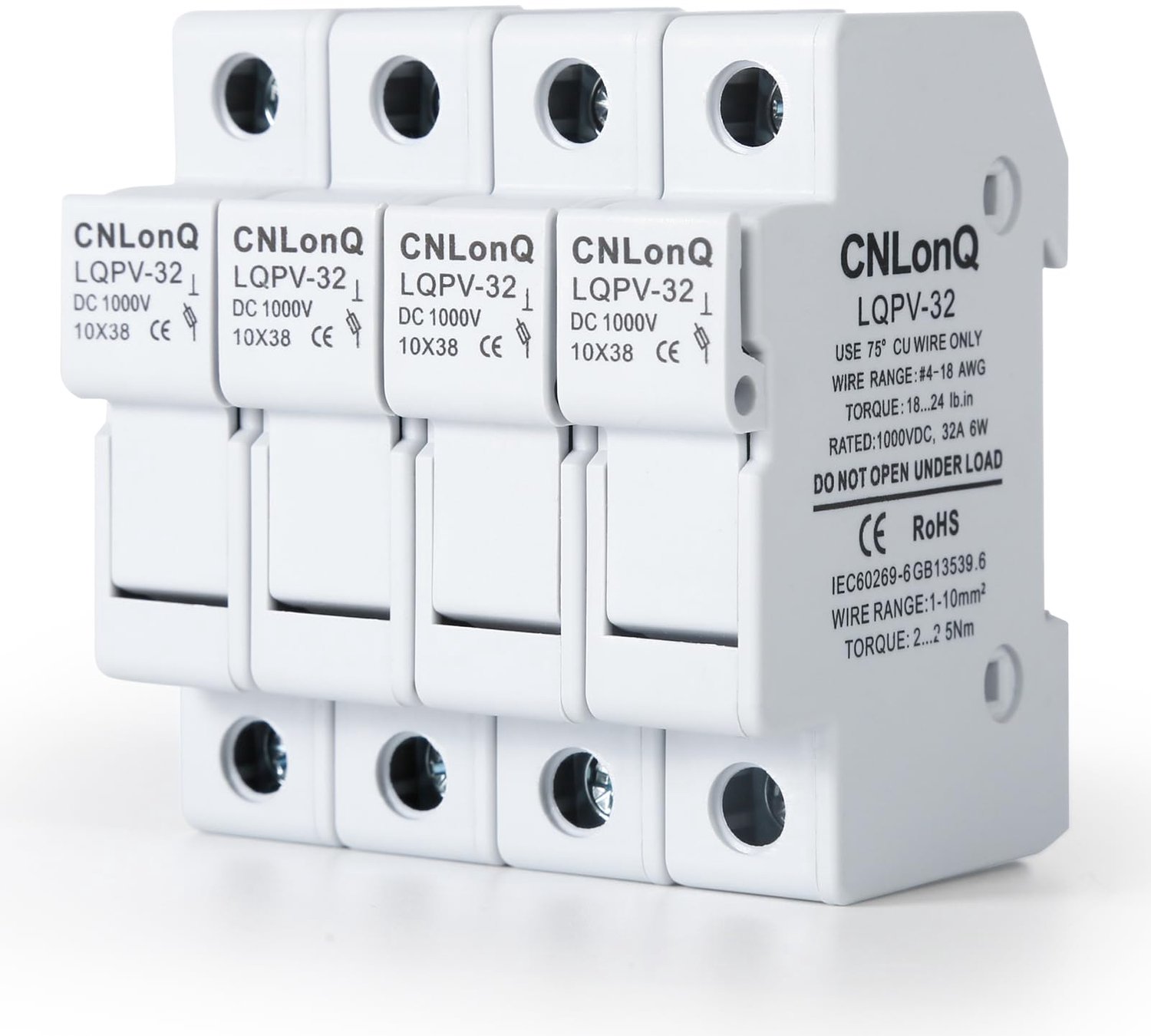 4 Stuks Zonnepaneel Fusehouder met DIN Rail Montage