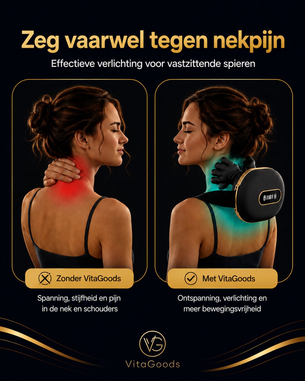 VitaGoods Nekmassage Apparaat - Elektrische Massager voor Nek, Schouders, Rug, Armen & Benen - Shiatsu techniek- Infrarood Warmtetherapie - 3 Standen thumbnail 4
