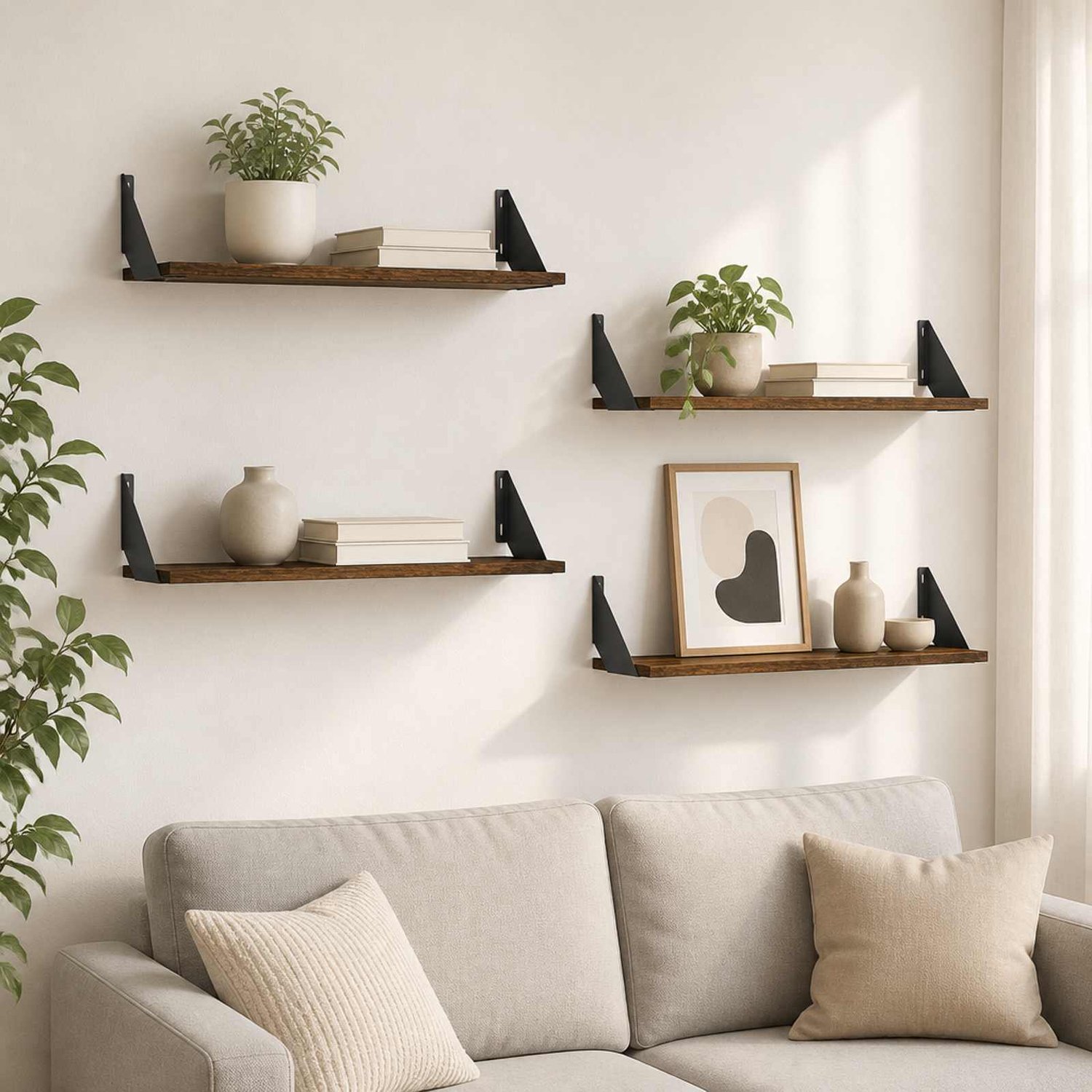 vidaXL Wandplanken - 4 - st - Gerookt - eiken - 80 - x - 20 - x - 17 cm Gerookt eiken