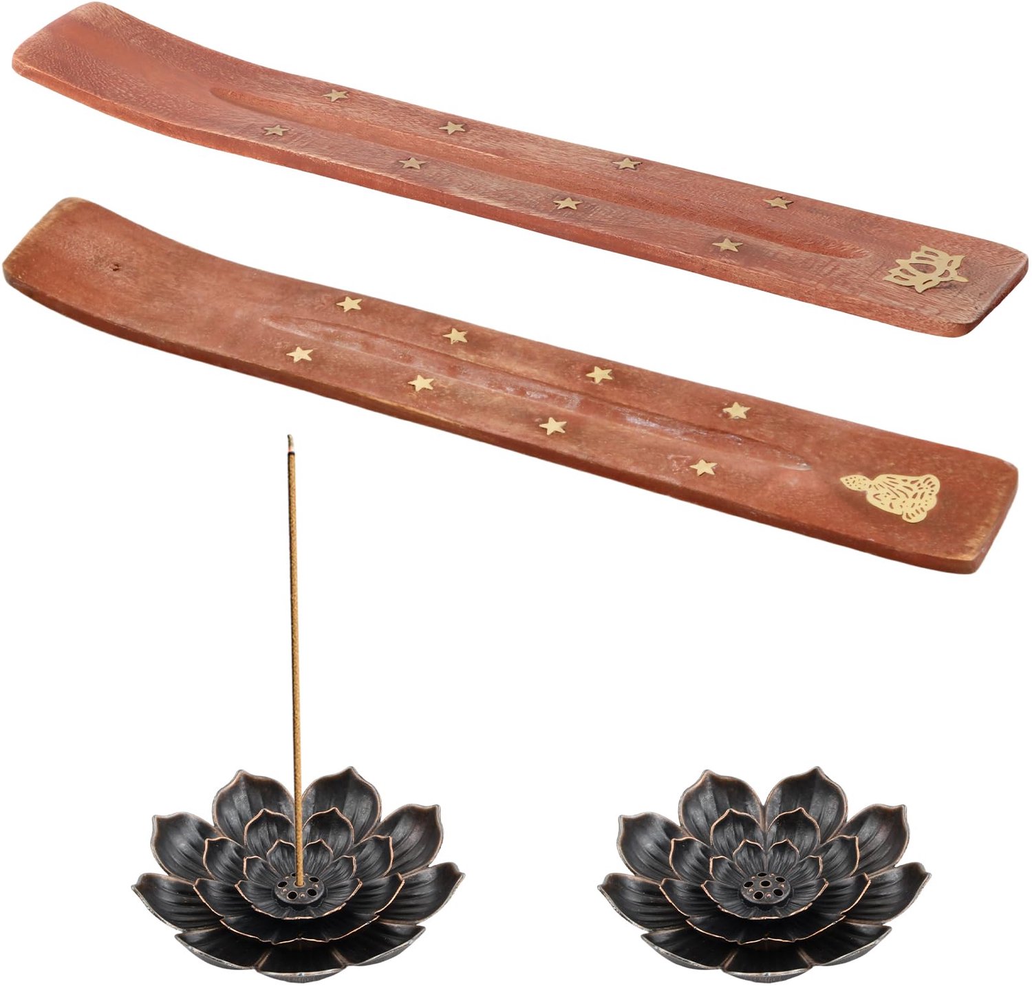 Set van 2 Houten Wierookhouders voor Meditatie